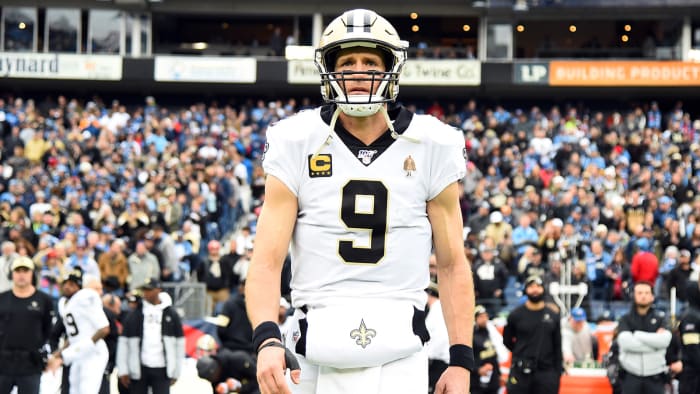 New Orleans Saints quarterback Drew Brees before the game against the Tennessee Titans at Nissan Stadium